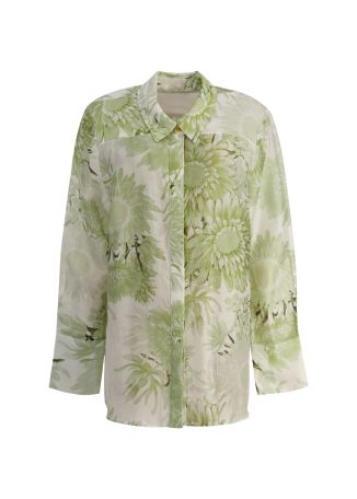 Reflector floral-print linen-blend shirt