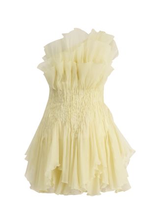 Nisha yellow ruffled chiffon mini dress