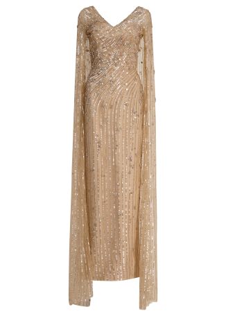 Nour cape-effect gown