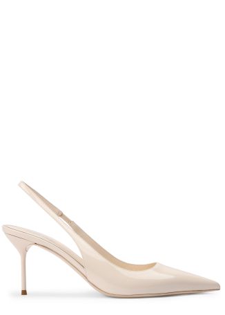 Lidia 70 ivory leather slingback pumps