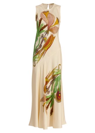 Gaea printed silk midi dress