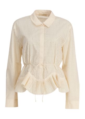 Kellia white perforated cotton top