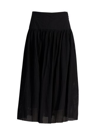 Nalla black perforated cotton midi skirt