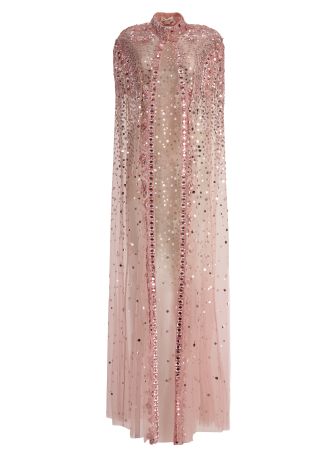 Sequin-embellished tulle cape