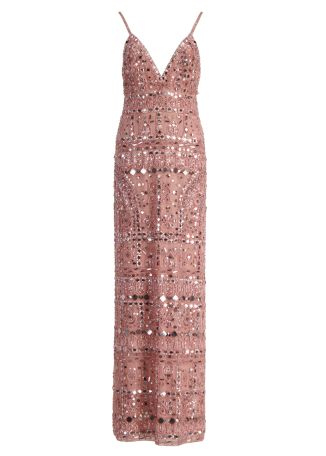 Sequin-embroidered tulle maxi dress