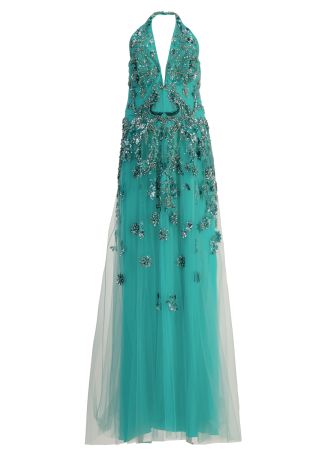 Crystal-embroidered tulle maxi dress