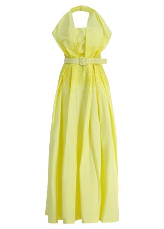 Yellow sequin-embellished taffeta maxi dress