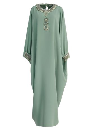 Crystal-embellished crepe kaftan