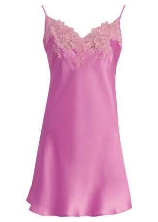Pink lace-trimmed silk mini night dress