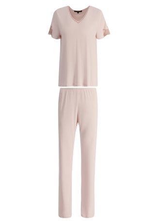 Lace-trimmed stretch-modal pyjama set