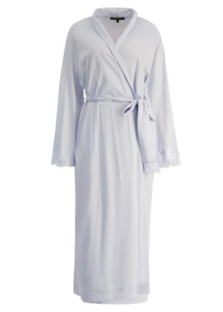 Blue lace-trimmed cotton robe