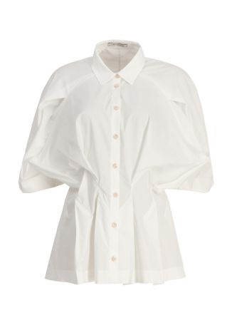 Vessel white pleated stretch-cotton shirt