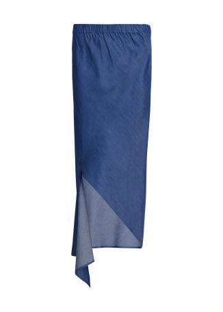 Motion blue asymmetric midi skirt