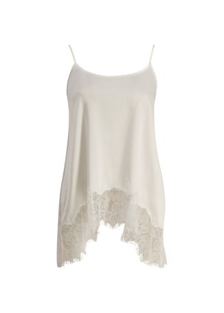 Chloe ivory lace-trimmed stretch-silk camisole top