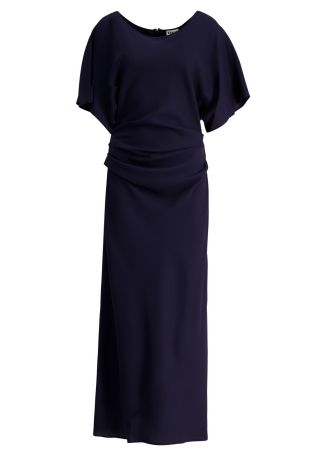 Amelie navy ruched midi dress