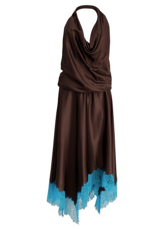 Elira lace-trimmed stretch-silk midi dress