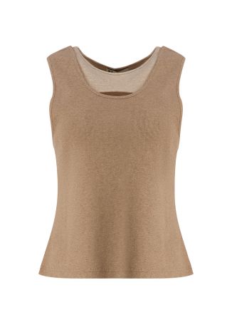 Trail beige ribbed-knit stretch-cotton tank