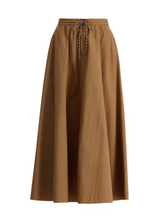 Eden beige gathered nylon maxi skirt