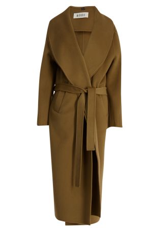 Beige double-breasted wool-blend coat