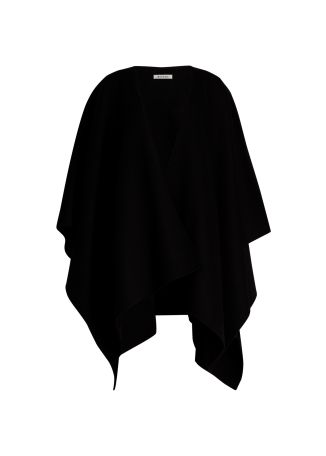 Black draped wool poncho