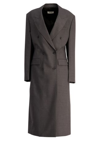 Grey double-breasted stretch-wool coat