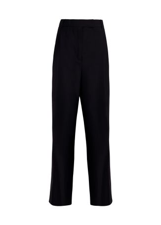 Navy wide-leg wool-blend trousers