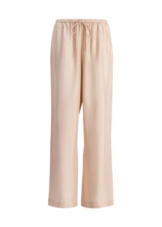 Pink wide-leg silk trousers