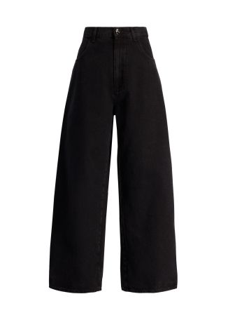 Black barrel-leg jeans