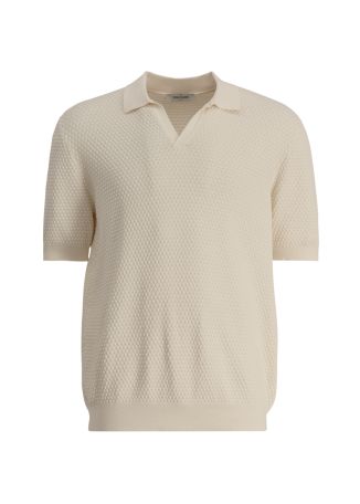 Ivory textured cotton polo shirt