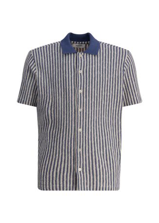 Stripe-knit cotton-blend shirt