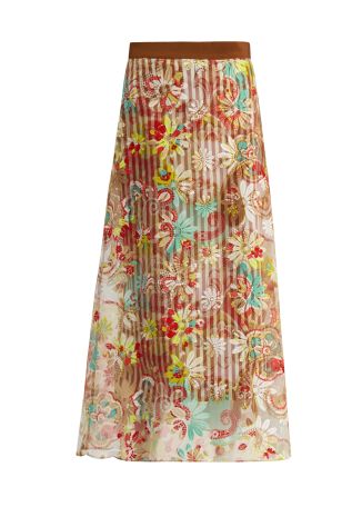Nelida floral-embroidered midi skirt