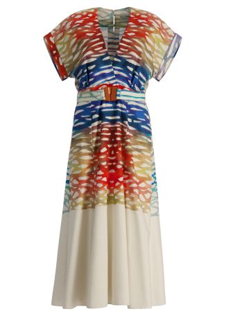 Sakura printed cotton midi dress