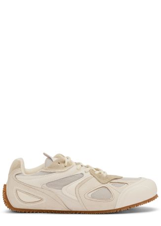 Slow runner panelled leather and suede sneakers