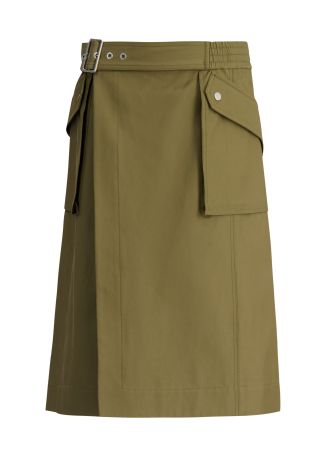 Green cotton-blend mini skirt