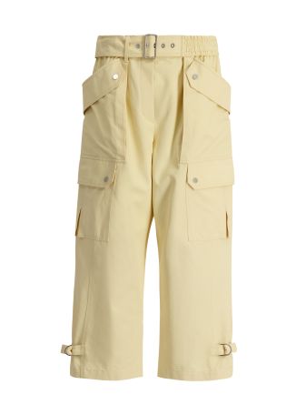 Beige tapered-leg cotton cargo trousers