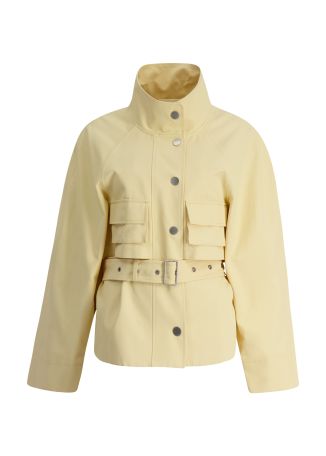 Beige belted cotton-blend jacket