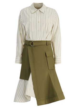 Layered cotton-blend midi dress