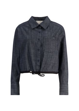 Blue cropped chambray shirt