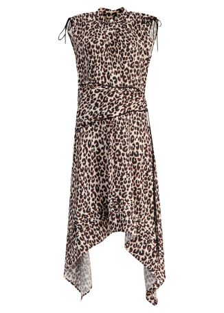 Leopard-print silk-blend midi dress