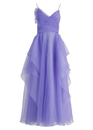 Adessia purple tiered organza gown