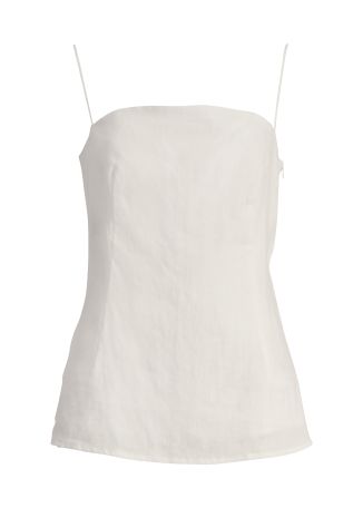 White linen camisole top