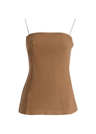 Beige linen camisole top