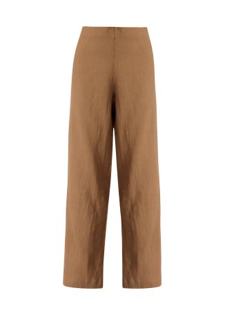 Beige straight-leg linen trousers