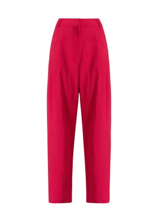 Red wide-leg linen trousers