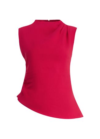 Red asymmetric linen top