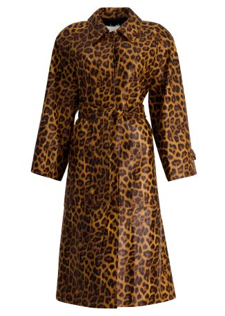 Leopard-print leather coat