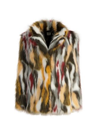 Textured faux fur coat