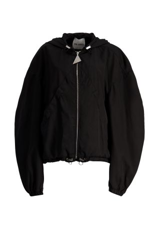 Black cropped nylon bomber jacket