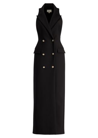 Parker black double-breasted maxi dress