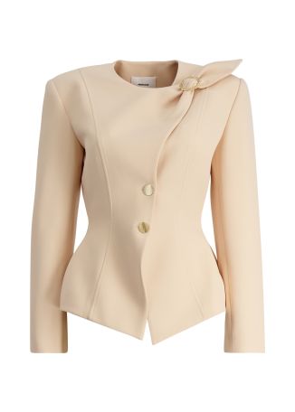 Lena beige bow-embellished blazer